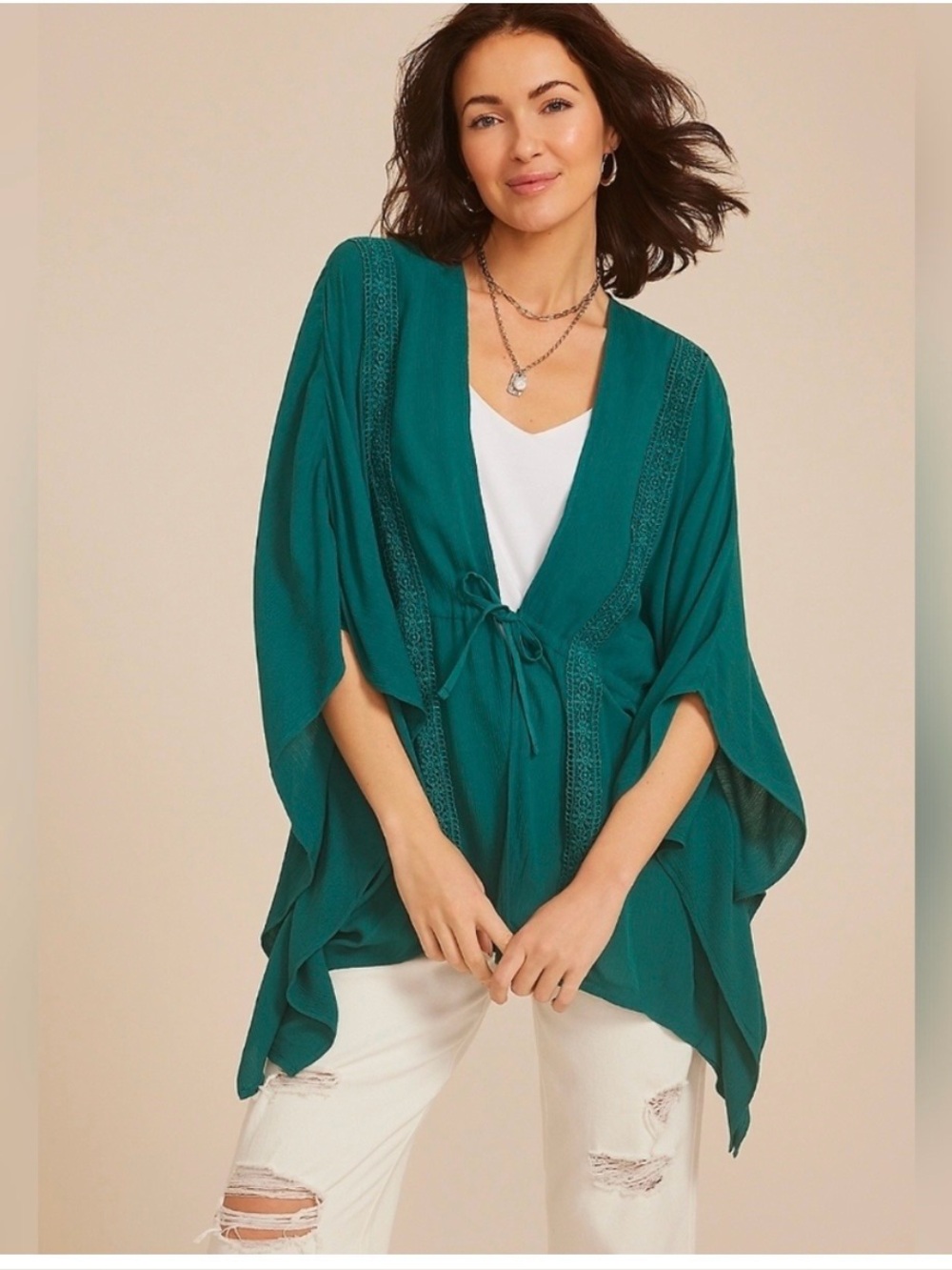 Teal Open-Front Kimono